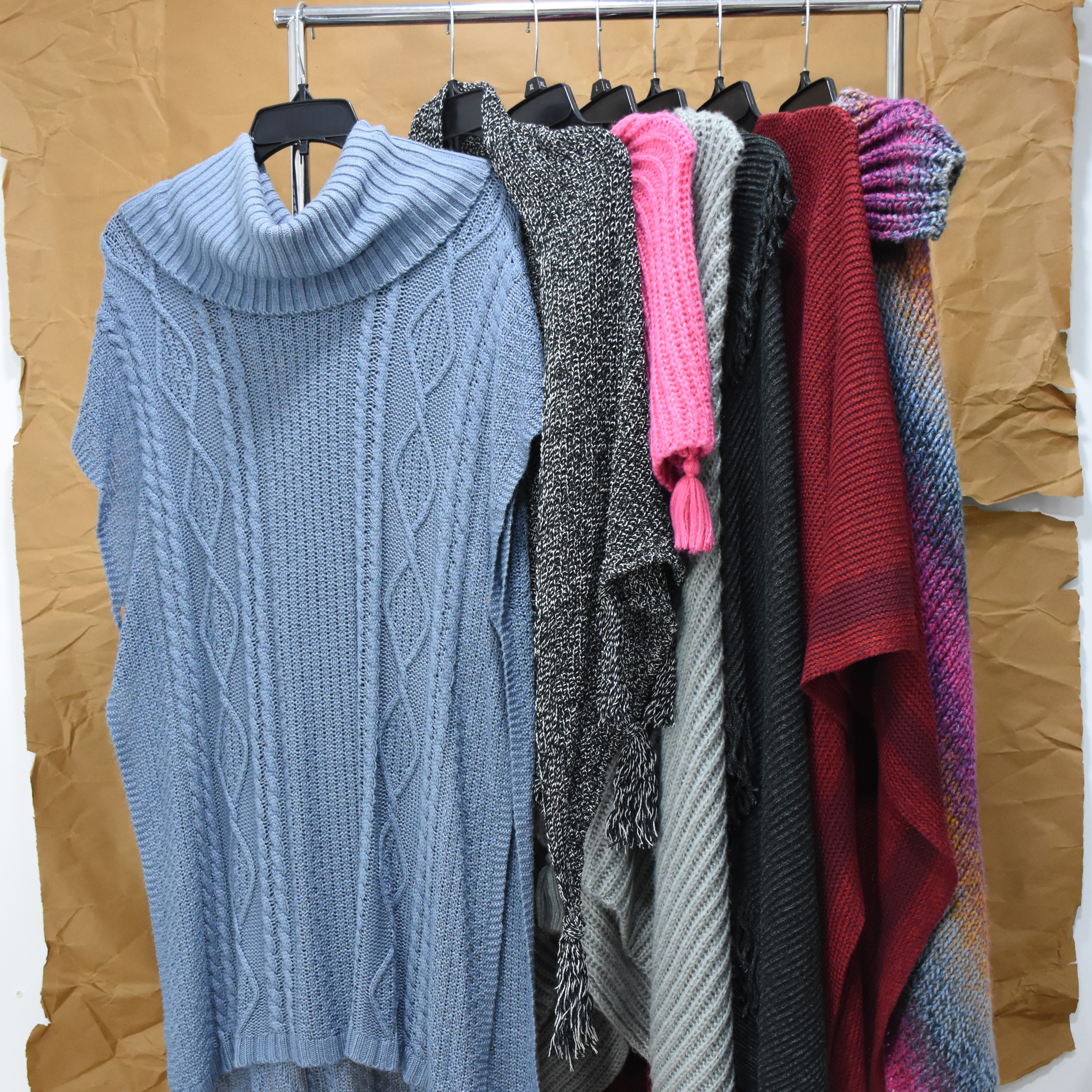 Knitted scarves and winter accessories